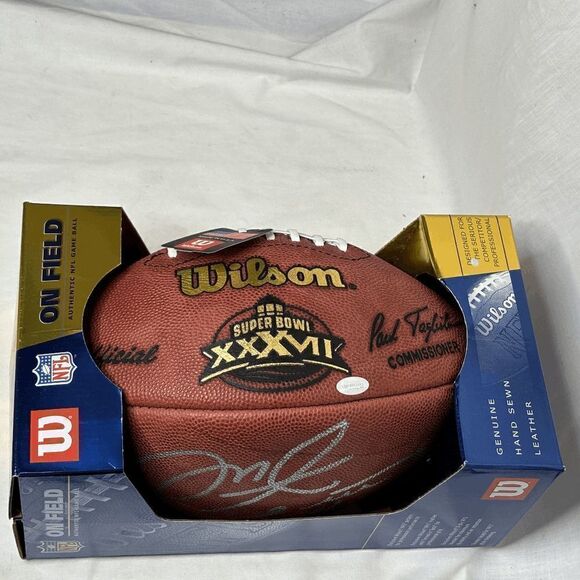 Mike Alstott Offical Super Bowl XXXVII 37 NFL Football On Field Wilson w/COA - Picture 8 of 8